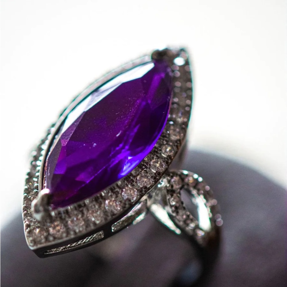 Hadley Amethyst Marquise Cut Sterling Silver Ring